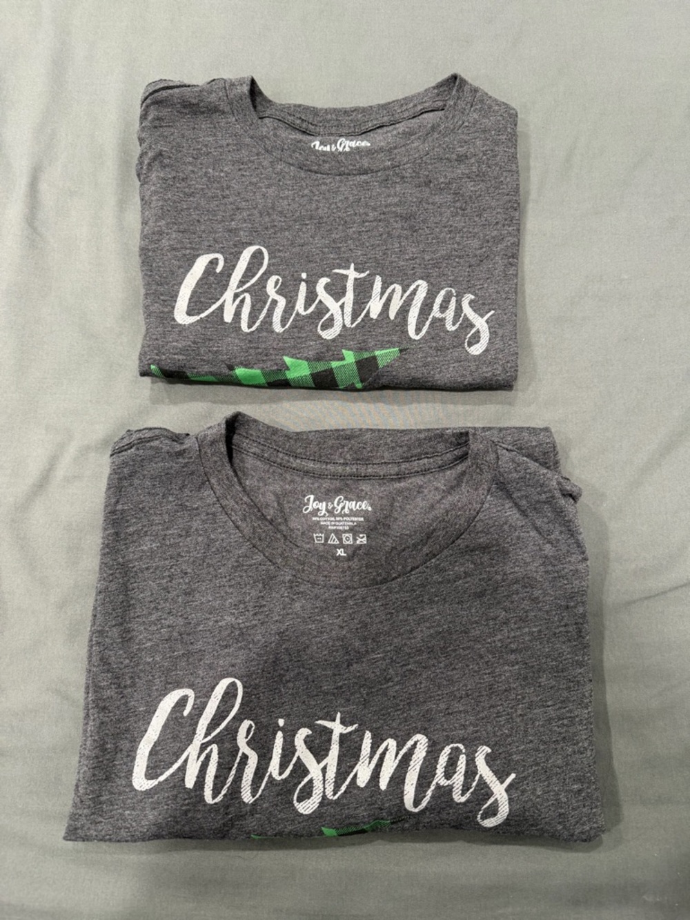 Matching tees  2 Joy & Grace 'Christmas' Grey Graphic Tee size S , XL
